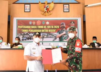 Bupati Aceh Tengah Terima Hasil Pelaksanaan TMMD Ke-109 Kodim 0106