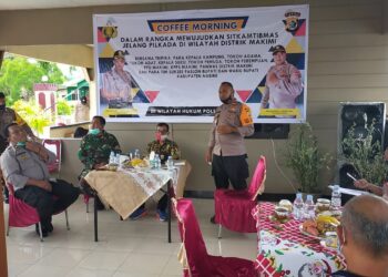 Kapolsek Makimi Gelar Coffee Morning Bersama Penyelenggara Pilkada Nabire