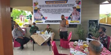 Kapolsek Makimi Gelar Coffee Morning Bersama Penyelenggara Pilkada Nabire