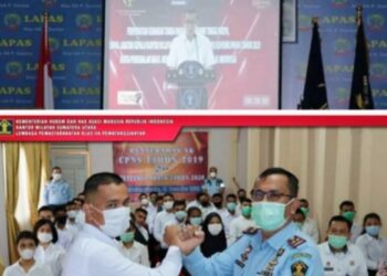 Terapkan Prokes Covid-19 Secara Virtual, 39 CPNS Kemenkumham Lapas Kelas II A Pematang Siantar Terima SK