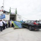 Peluncuran perdana lintasan Patimban-Panjang (Bandar Lampung), di Pelabuhan Patimban, Minggu (10/1/2021)