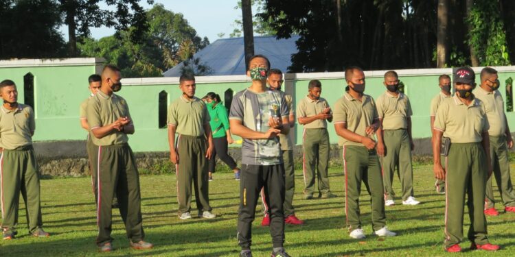 Cegah Covid-19 Kodim 1509/Labuha Gelar Olahraga Bersama