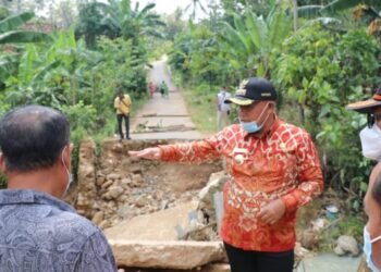Bupati Lamsel Tinjau Lokasi Jembatan Putus Desa Mekar Jaya dan Berikan Santunan Kepada Keluarga Koban