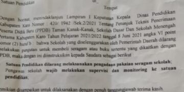 Meski Dilarang Dinas Pendidikan Karo, SMPN 3 Berastagi Kutip Biaya Seragam Kepada Peserta Didik Baru