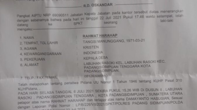 Pencemaran Nama Baik, Kepala Desa Laporkan Warganya Ke Kantor Polisi