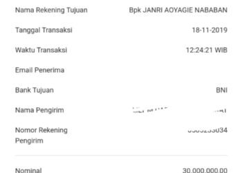 Beredar Bukti Transaksi dari dr LCH kepada dr JAN, Dari Mana Asal Uang Rp30 Juta?