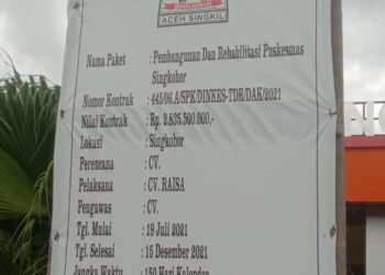 Proyek Pembangunan Rehab Puskemas Singkohor Mesti Dipertanyakan
