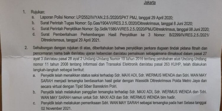 TANGKAP PARA PELAKU FITNAH, Kalangan LSM Meminta dan Mendesak Kapolda Metro Jaya Turun Tangan, Tindaklanjuti Laporan Mantan Staf Khusus Presiden RI
