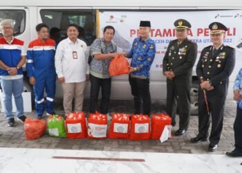 Pemkab Langkat Terima 828 Paket Sembako Bantuan Korban Banjir dari SKK Migas Sumbagut