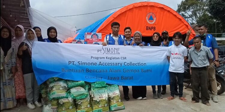 Peduli Korban Gempa Bumi Cianjur, PT Simone Acc Wanaherang Salurkan Bantuan