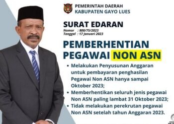 Pemkab Gayo Lues Akan Berhentikan seluruh Pegawai Non ASN Hingga Tanggal 31 Oktober 2023