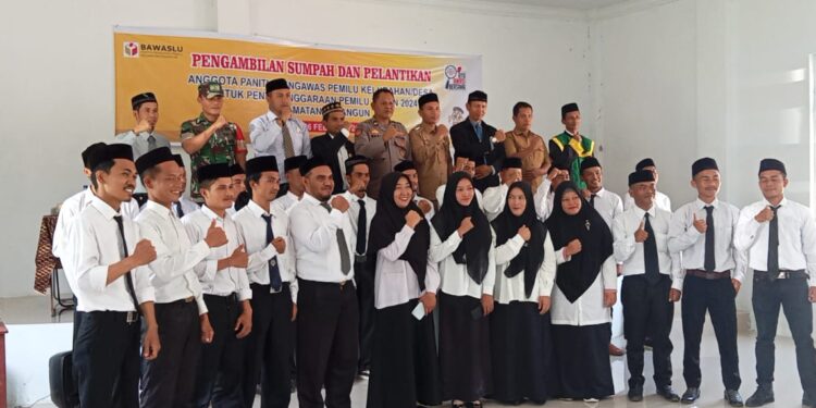Jelang Pemilu 2024, Panwascam Terangun Lantik 23 Panwaslu Kelurahan/Desa