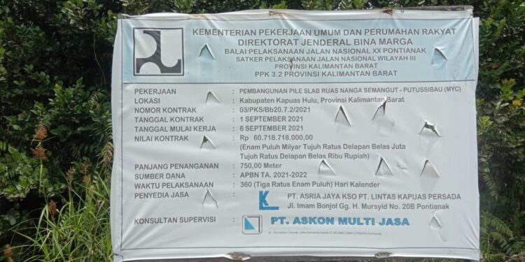 Diduga ada Kerugian Negara pada Proyek Pembangunan Pile Slab Ruas Nanga Semangut – Putussibau (MYC) di kabupaten Kapuas Hulu Oleh PT. Asria Jaya KSO dan PT. Lintas Kapuas Persada