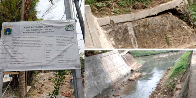 Proyek Perbaikan Turap Saluran Penghubung di Duren Sawit Tidak Selesai Sesuai Kontrak