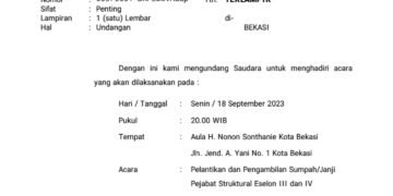 Malam Hari Plt. Walikota Bekasi Tri Adhianto Tjahyono Melantik Eselon III dan IV.