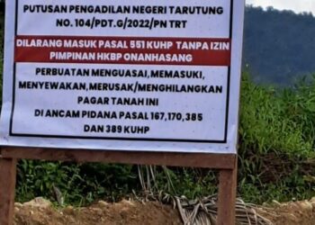 PT. Nusantara Hidrotama Diduga Ada Dibalik Perampasan Tanah Milik HKBP Onan Hasang