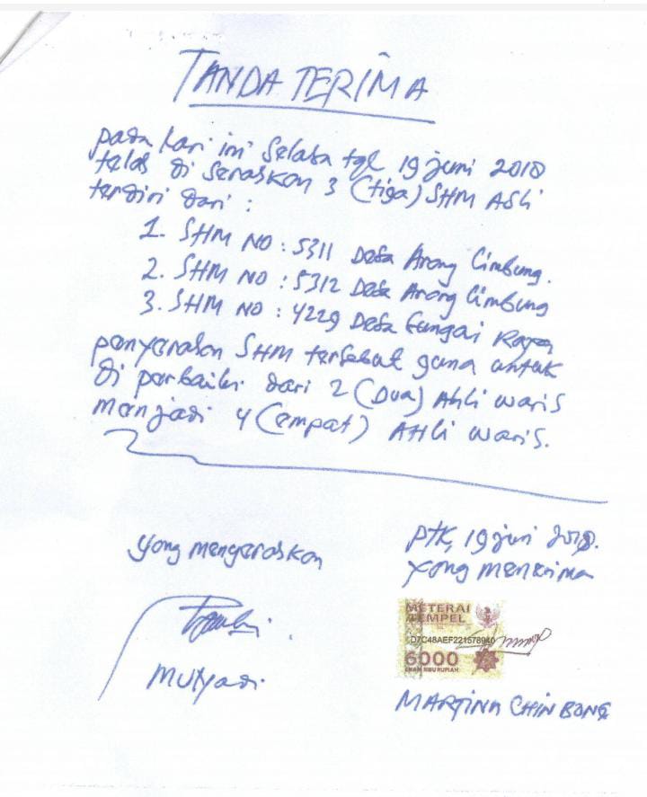 Jawaban Somasi Mulyadi Diduga Fiktif !! Martina Chin Bong Akan Lakukan Pelaporan 263 Pemalsuan Tandatangan