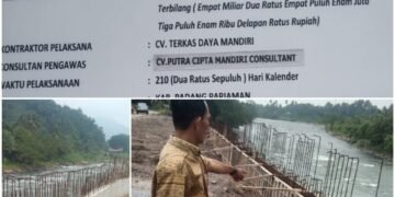 Proyek BPBD Kab. Padang Pariaman Rekontruksi Jl Sikayan Jambak Dan Lubuk Simantung Bermasalah