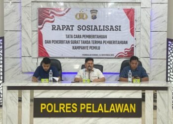 Polres Pelalawan Gelar Rapat Sosialisali Penerbitan Surat Tanda Terima Pemberitahuan Kampanye Pemilu