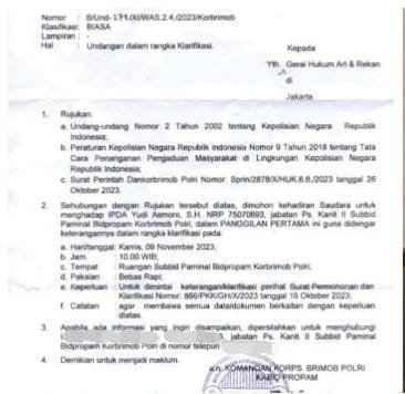 Maraknya Mafia Tanah di Kelurahan Bedahan, Penasehat Hukum FPII Dipanggil Bidpropam Korbrimob Polri