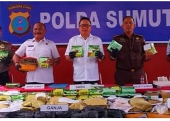 Ratusan Kilogram Ganja, maupun Sabu-Sabu Diamankan Poldasu dari 65 Tersangka