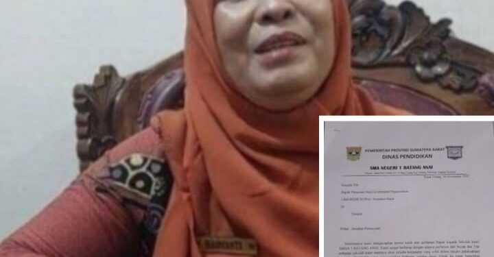 Diduga Belanja BOS TA 2022 Fiktif SPJ Nya, Kepsek SMA N.1 Batang Anai Bergegas Jawab Somasi LSM BIDIKRI