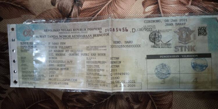 Telah Kehilangan STNK Motor PCX