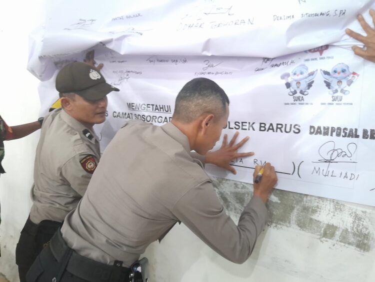 Polsek Barus Gelar Deklarasi Pemilu Damai 2024, Wujudkan Situasi Damai dan Aman