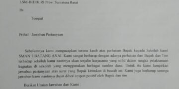Kepsek SMA N.1 Batang Anai, Jawab Klarifikasi LSM BIDIKRI Dengan Surat Kaleng