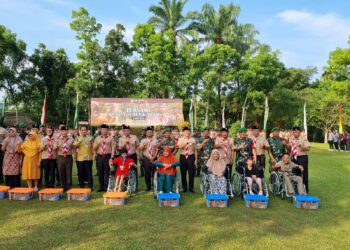 Kodim 0203/Langkat dan korem 022/PT kodam I/BB mendampingi pangdam vidcon dengan kasad Pembukaan Perkemahan Saka Wira Kartika