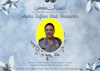 Polres Tapteng Berduka, Aiptu Sofian Iddi Harianto Meninggal Dunia