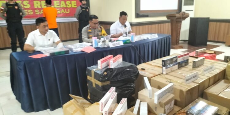 Luput Dari Pengawasan Bea Cukai, Rokok Tanpa Cukai Dari Malaysa Diamankan Satreskrim Polres Sanggau.