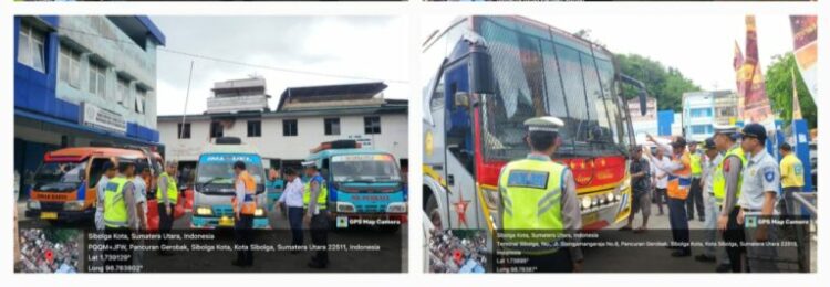Polres Sibolga Bersama Instansi Terkait, Ramp Check Kendaraan Mudik ( Bus ) Di Terminal Kelas “A”