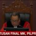 Putusan Final Mahkamah Konstitusi Tolak Seluruh Gugatan Pemohon 01 Dan 03.