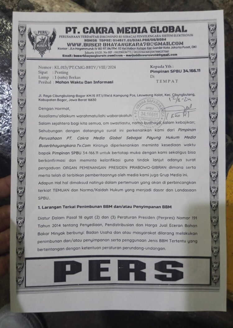 SPBU 34-16611 Disurati Terkait Aktivitas Dugaan Penyalahgunaan Pembelian BBM Bersubsidi, Pihak Pengawas Diduga Ikut Terlibat