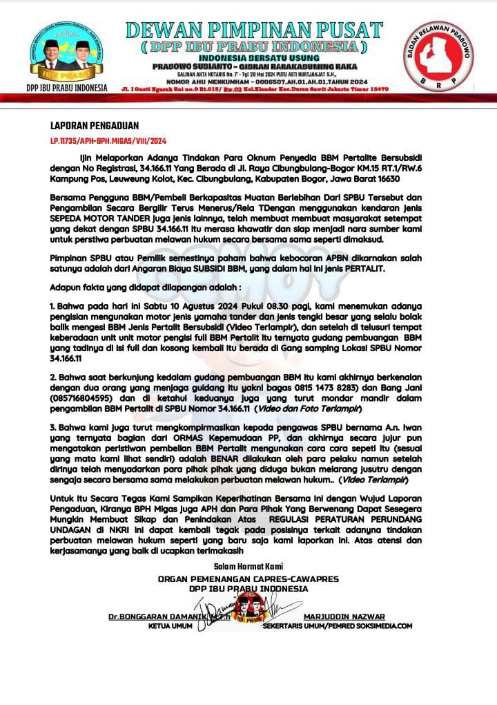 SPBU 34-16611 Disurati Terkait Aktivitas Dugaan Penyalahgunaan Pembelian BBM Bersubsidi, Pihak Pengawas Diduga Ikut Terlibat