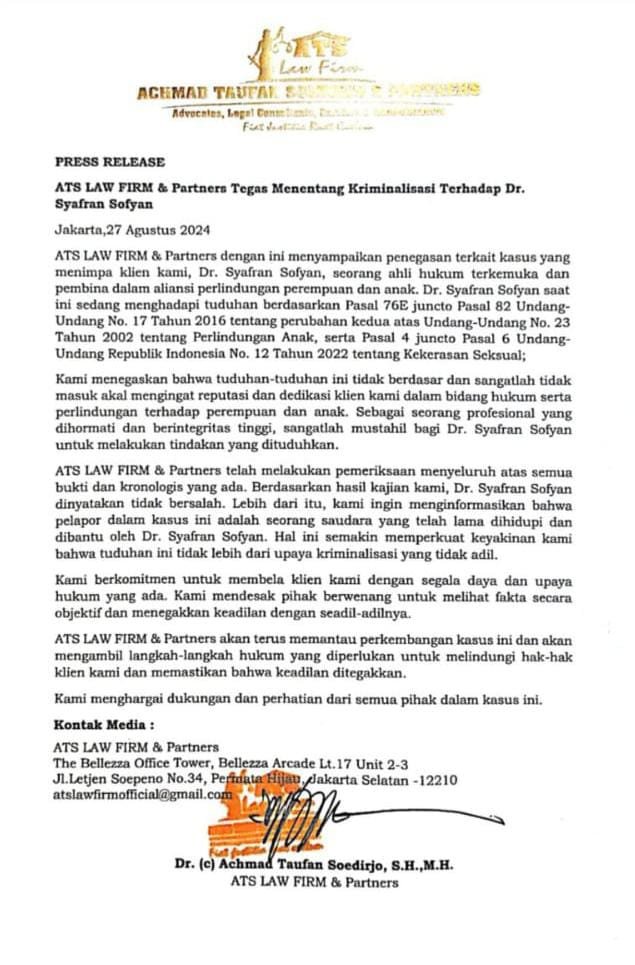 Guna Kepentingan Klien Dan Penegakan Keadilan. ATS Law Firm & Partners Siap Melawan Segala Bentuk Kriminalisasi Yang Tidak Adil Terhadap Kliennya…!!!