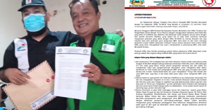 Pengumpul BBM Solar Bersubsidi dan Pihak SPBU 34-168.16 Jadi Terlapor Dugaan Tindak Pidana Migas