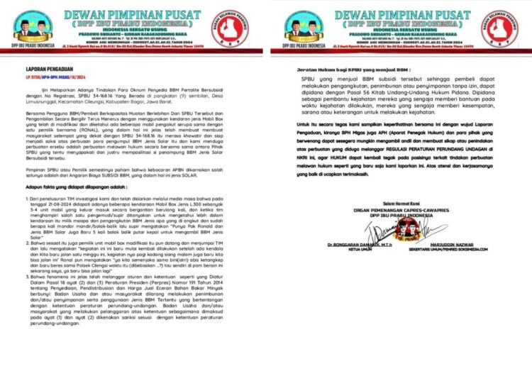 Pengumpul BBM Solar Bersubsidi dan Pihak SPBU 34-168.16 Jadi Terlapor Dugaan Tindak Pidana Migas