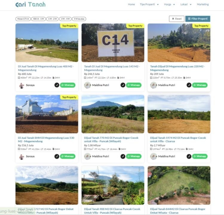 Di CariTanah.id: Banyak Pilihan Tanah SHM Bogor Khusus Kawasan Megamendung, Puncak, dan Cisarua harga 1 Jutaan