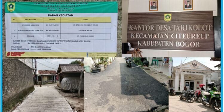 Infrastruktur Jalan Desa Tarikolot Kec.Citeureup Diduga Tidak Sesuai Speck dan Terkesan Asal Jadi TPK Bungkam !