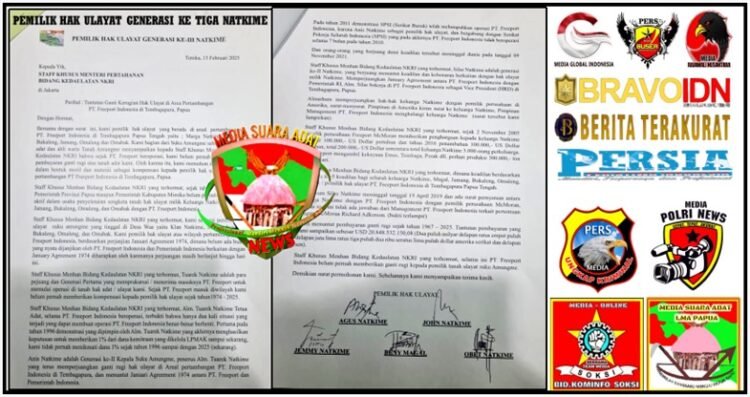 PT Freeport Dinilai Ingkar Janji ! Generasi Ketiga NATKIME Meminta Keadilan Ke Menhan RI, Ini Tuntutannya !