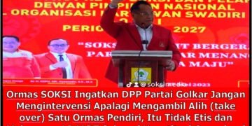 AD/ART Partai Golkar Tidak Memberi Kewenangan DPP Partai Golkar Dapat Mendikte atau Mengintervensi Apalagi Membekukan Kepemimpinan Suatu Ormas Pendiri