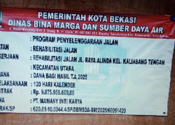 DBMSDA Kota Bekasi Diduga Kurang Pengawasan, Proyek Jalan Alinda Terancam Asal Jadi